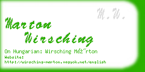 marton wirsching business card